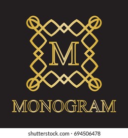 Vintage monogram frame template. Design elements. Vector illustration.