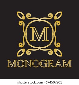 Vintage monogram frame template. Design elements. Vector illustration.