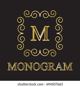 Vintage monogram frame template. Design elements. Vector illustration.