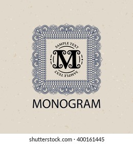 Vintage monogram frame template flourishes calligraphic elegant ornament lines. Business sign, identity for Restaurant, Royalty, Boutique, Hotel, Heraldic, Jewelry, Fashion and other illustration