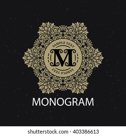 Vintage monogram frame template flourishes calligraphic elegant ornament lines. Business sign, identity for Restaurant, Royalty, Boutique, Hotel, Heraldic, Jewelry, Fashion and other illustration