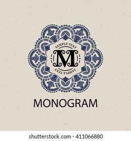 Vintage monogram frame template flourishes calligraphic elegant ornament lines. Business sign, identity for Restaurant, Royalty, Boutique, Hotel, Heraldic, Jewelry, Fashion and other illustration
