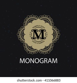 Vintage monogram frame template flourishes calligraphic elegant logotype lines. Business sign logo, identity for Restaurant, Royalty, Boutique, Hotel, Heraldic, Jewelry, Fashion and other illustration