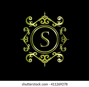 Vintage monogram frame template flourishes calligraphic elegant ornament lines. Business sign, identity for Restaurant, Royalty, Boutique, Hotel, Heraldic, Jewelry, Fashion and other illustration