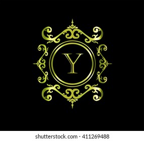 Vintage monogram frame template flourishes calligraphic elegant ornament lines. Business sign, identity for Restaurant, Royalty, Boutique, Hotel, Heraldic, Jewelry, Fashion and other illustration