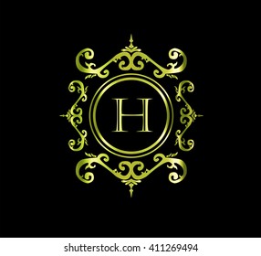 Vintage monogram frame template flourishes calligraphic elegant ornament lines. Business sign, identity for Restaurant, Royalty, Boutique, Hotel, Heraldic, Jewelry, Fashion and other illustration