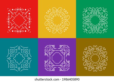 Vintage monogram frame template set. Vector background