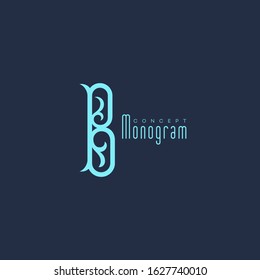 Vintage monogram letter B design template. Vector illustration.
