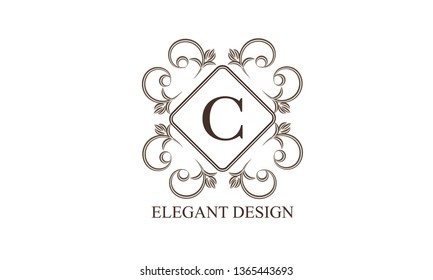 Vintage monogram with the letter C. An elegant logo for a store, office, restaurant, boutique, hotels. Vector illustration