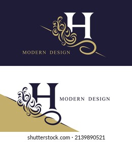 Vintage monogram with letter H. Calligraphic art  Logo. luxurious Drawn Emblem for Business Card, Book Design, Brand Name, Jewelry, Restaurant, Boutique. Creative Elegant Template. Vector illustration