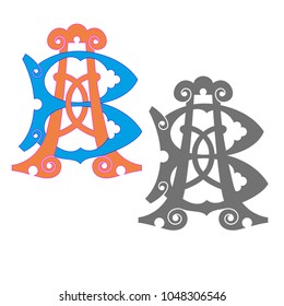 Vintage Monogram with Letters AB