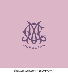 Vintage monogram letters C and M design template. Vector illustration.