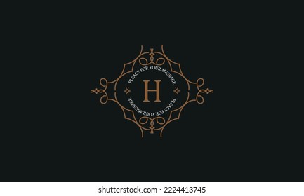 Vintage monogram or logo template from elegant calligraphic lines. Vector illustrations with the letter H