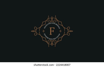 Vintage monogram or logo template from elegant calligraphic lines. Vector illustrations with the letter F