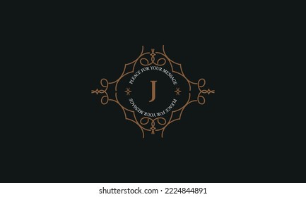 Vintage monogram or logo template from elegant calligraphic lines. Vector illustrations with the letter J