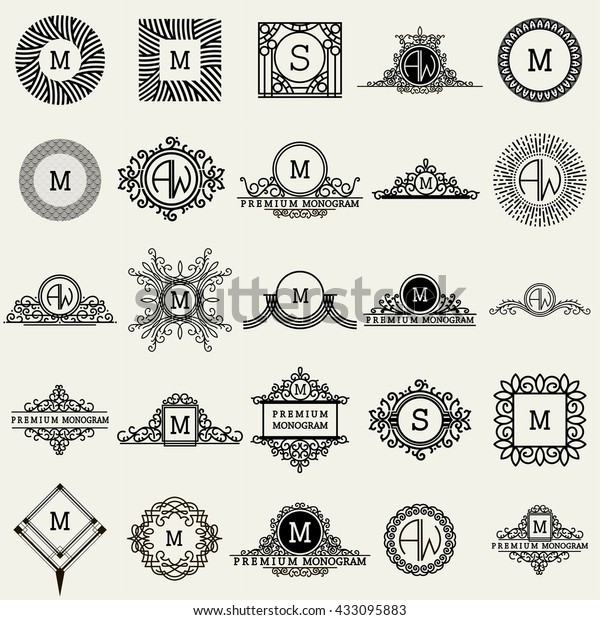 Vintage Monogram Logos Design Templates Big Stock Vector Royalty Free 433095883