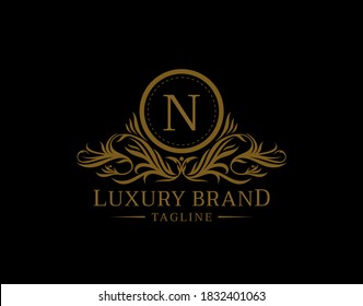 Vintage Monogram N Letter Vintage Logo template perfect for Restaurant, Royalty, Boutique, Cafe, Hotel, Heraldic, Jewelry, Fashion and other vector illustration