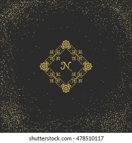Vintage monogram on black background. Vector emblem for calligraphic luxury logos and retro ornamental design.