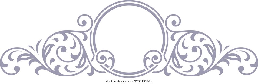 Vintage monogram template. Ornate flourish round frame