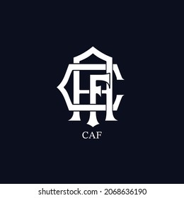 Vintage monogram typography logo. Word c a f initial corporate banding cafe, restaurant, apparel, shop, alphabet 3 country code