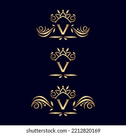 Vintage Monogram V Logo Letter