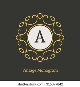 Vintage monogram. Vector emblem for calligraphic luxury logos and retro ornamental design.