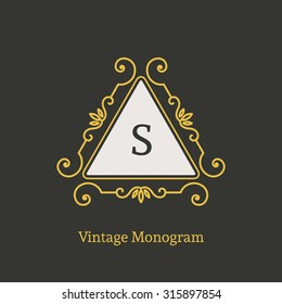 Vintage monogram. Vector emblem for calligraphic luxury logos and retro ornamental design.