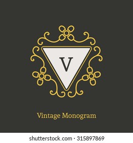 Vintage monogram. Vector emblem for calligraphic luxury logos and retro ornamental design.