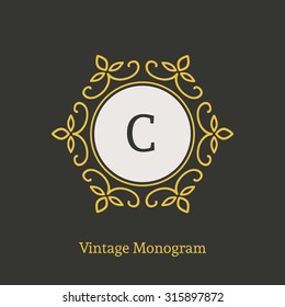 Vintage monogram. Vector emblem for calligraphic luxury logos and retro ornamental design.