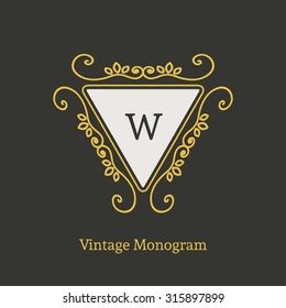 Vintage monogram. Vector emblem for calligraphic luxury logos and retro ornamental design.