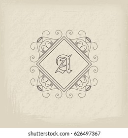 Vintage monogram. Vector emblem for calligraphic luxury logos and retro ornamental design.