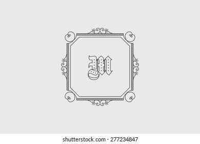 Vintage monogram. Vector frame for calligraphic luxury logos and retro ornamental design.