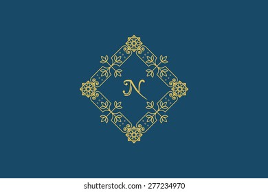 Vintage monogram. Vector frame for calligraphic luxury logos and retro ornamental design.
