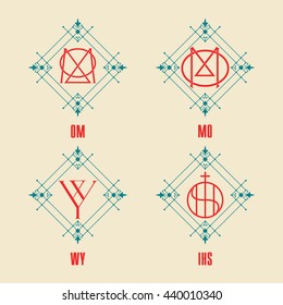 Vintage Monograms - 4 sets - typographic monograms series