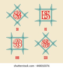 Vintage Monograms - 4 sets - typographic monograms series