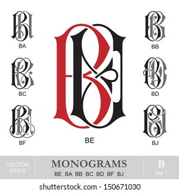 Vintage Monograms BE BA BB BC BD BF BJ