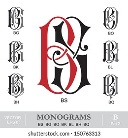 Vintage Monograms BS BG BO BK BL BH BQ