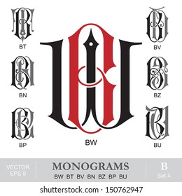 Vintage Monograms BW BT BV BN BZ BP BU