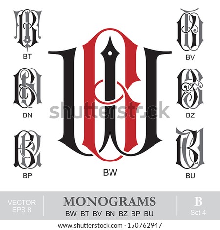 Vintage Monograms BW BT BV BN BZ BP BU