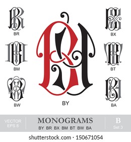 Vintage Monograms BY BR BX BM BT BW BA