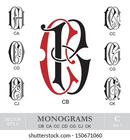 Vintage Monograms CB CA CC CD CG CJ CK