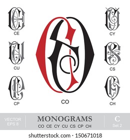 Vintage Monograms CO CE CY CU CS CP CH