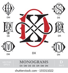 Vintage Monograms DX DM DS DE DR DM DN