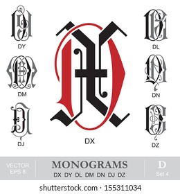 Vintage Monograms DX DY DL DM DN DJ DZ