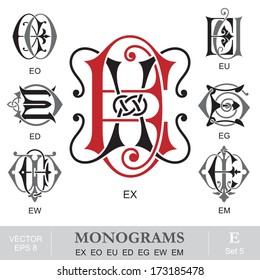 Vintage Monograms EX EO EU ED EG EW EM