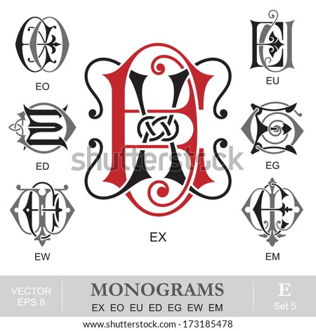 Vintage Monograms EX EO EU ED EG EW EM