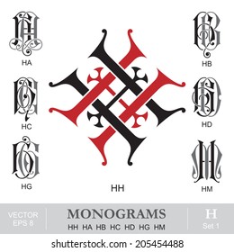 Vintage Monograms HH HA HB HC HD HG HM