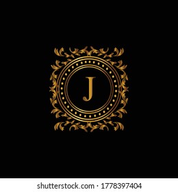 Vintage Monograms J Letter Golden Heraldic Stock Vector (Royalty Free ...