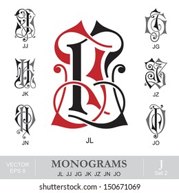 Vintage Monograms JL JJ JG JK JZ JN JO