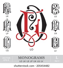 Vintage Monograms LO LK LS LP LN LQ LV